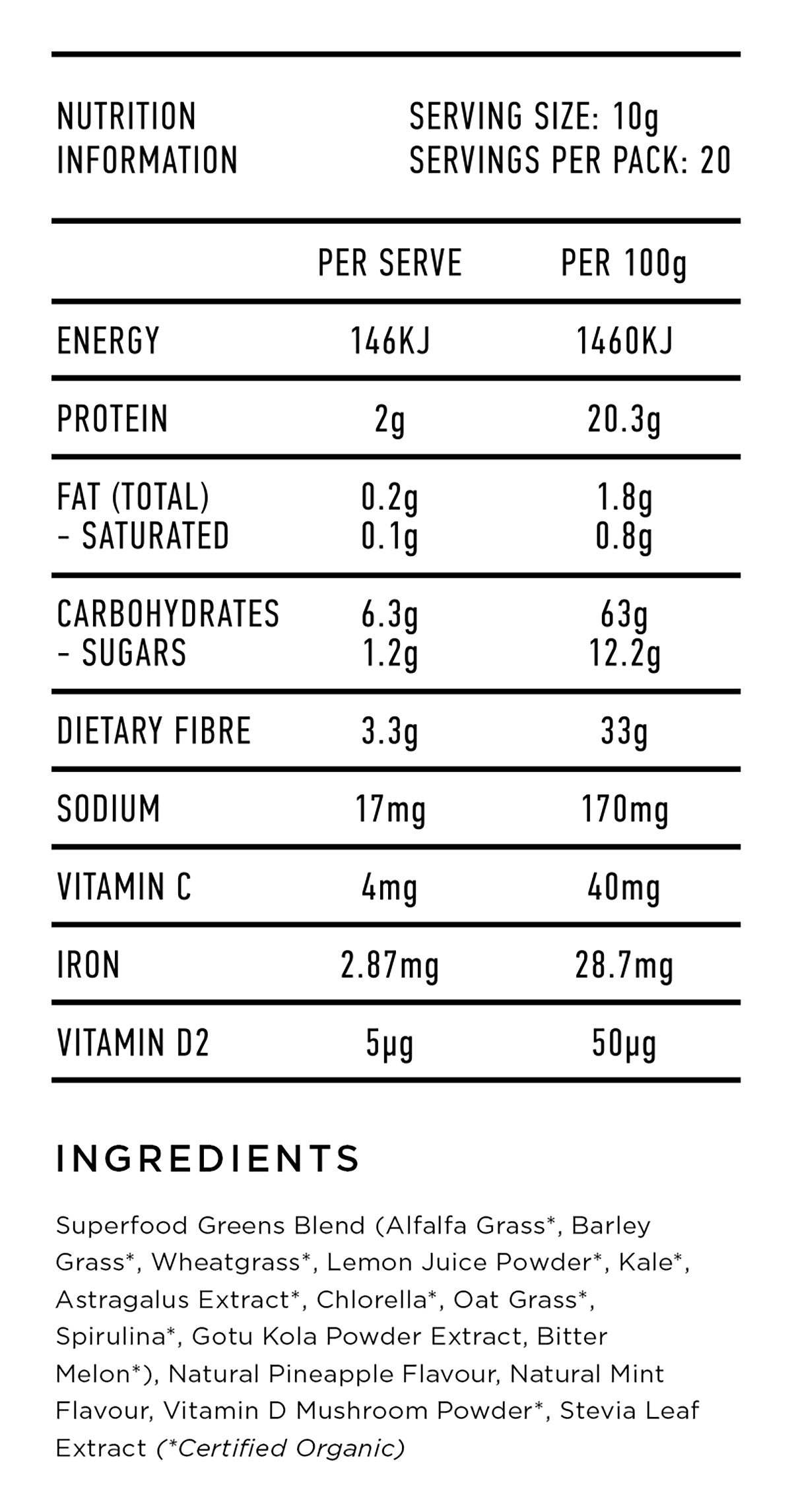 Superfood Greens + D 200g