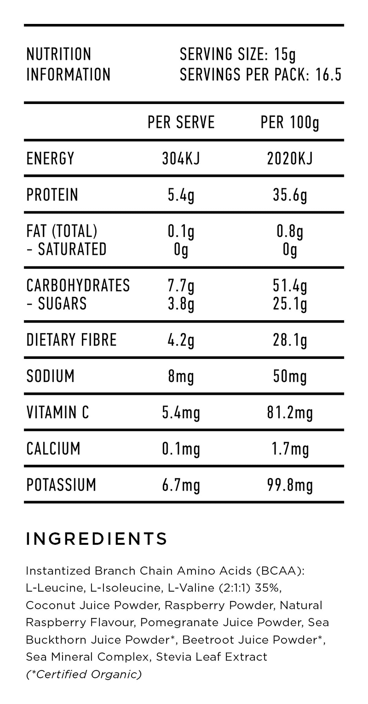 Tone BCAA+ Raspberry 500g